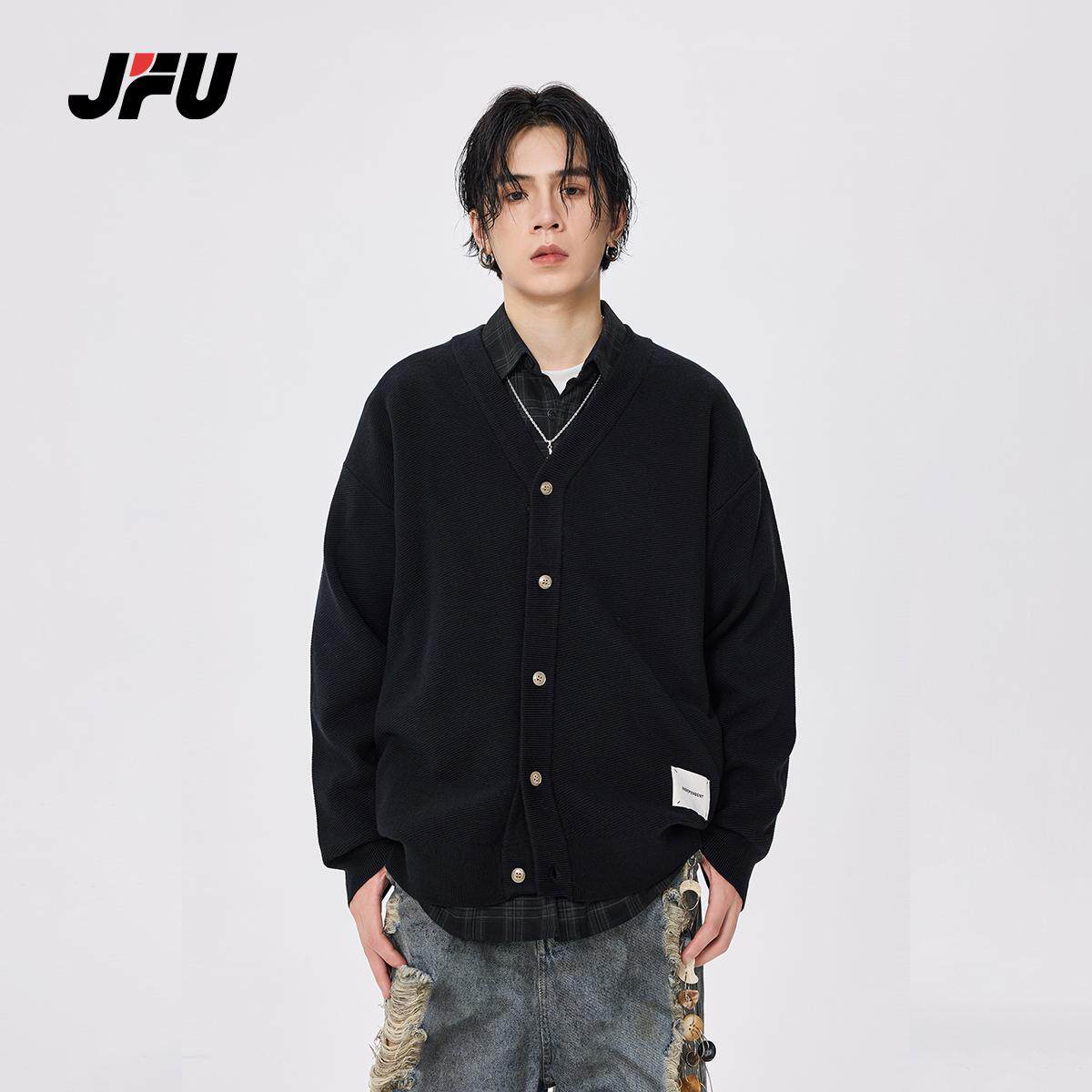 毛衣男JFUV领针织开衫宽松休闲