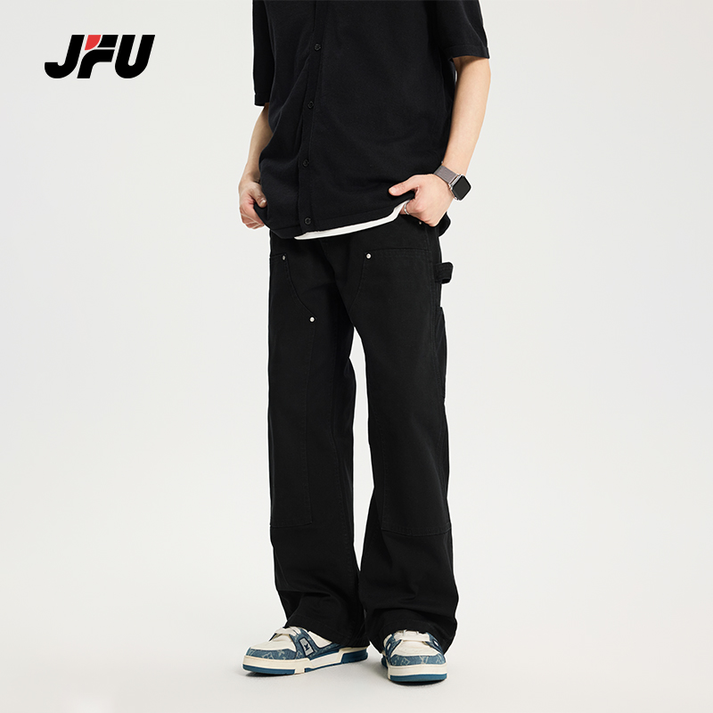 JFU春季新款美式复古直筒休闲裤