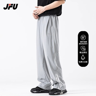 复古垂感阔腿运动裤 JFU2024夏季 美式 男女宽松条纹休闲长裤 薄款 子