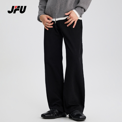 JFU潮牌 不粘毛裤黑色美式复古宽松休闲牛仔裤男百搭直筒垂感裤