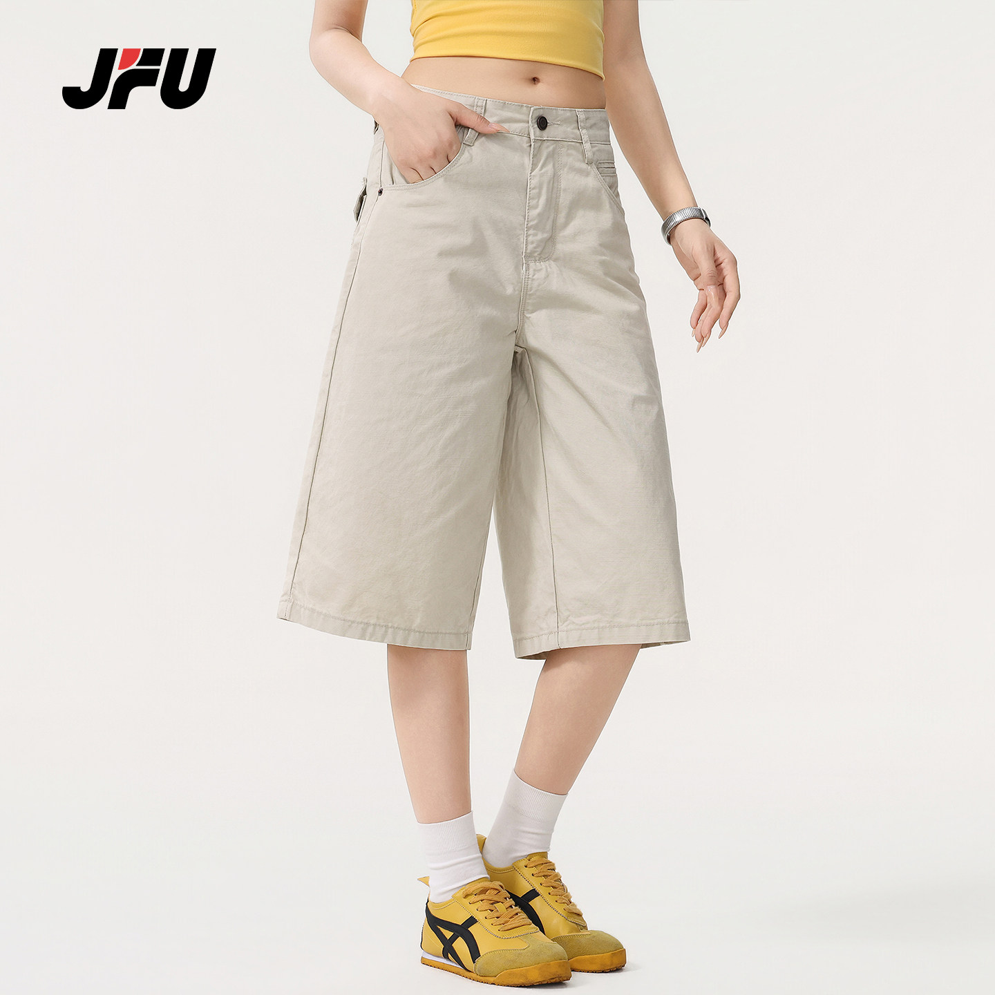 JFU潮牌美式复古宽松五分短裤