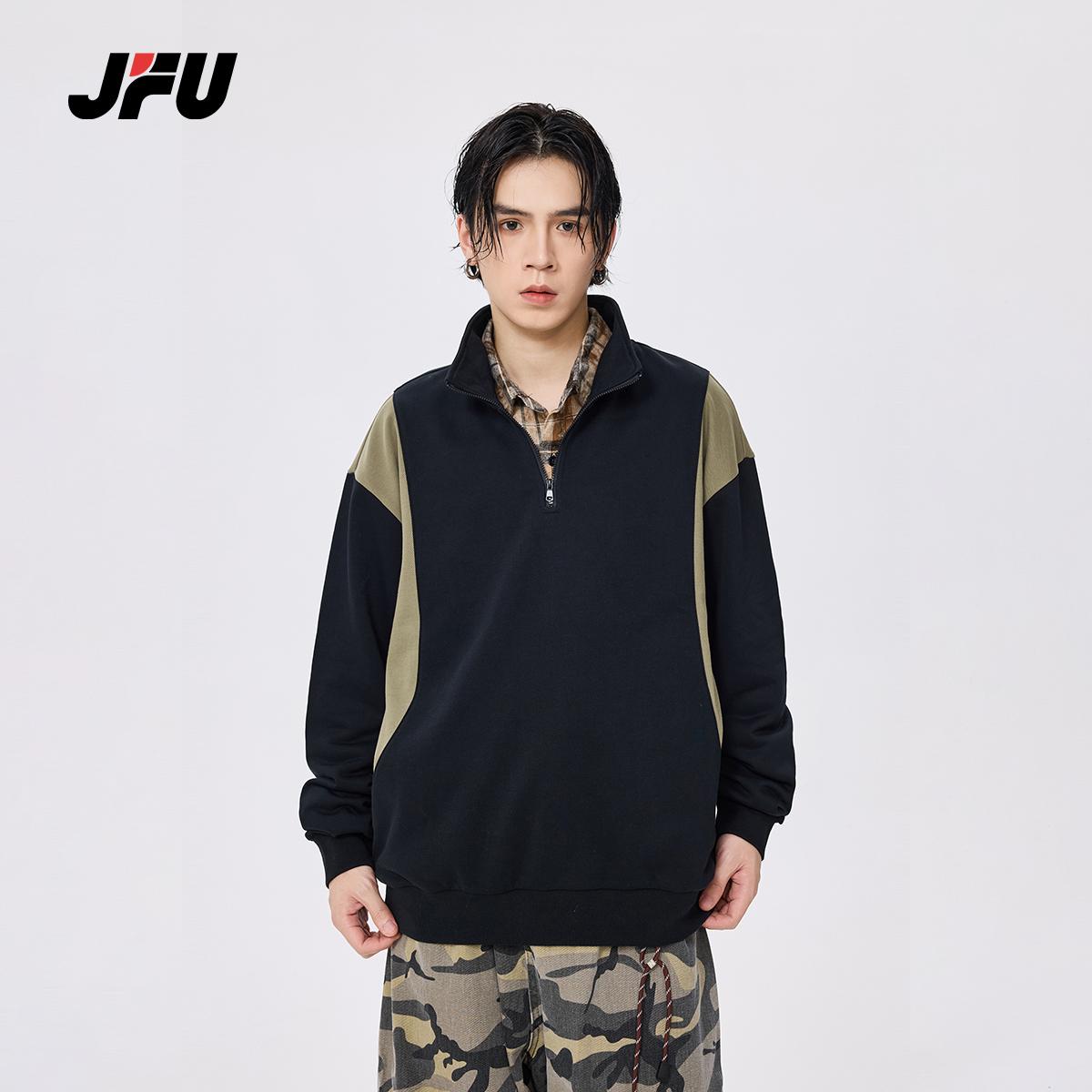 套头上衣JFU秋季拼色立领卫衣