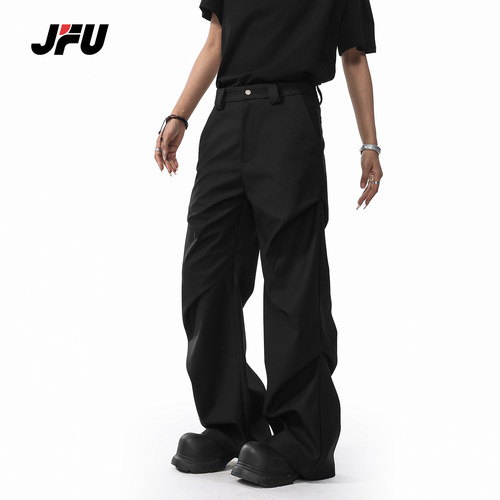 JFU夏季美式复古休闲裤男款宽松