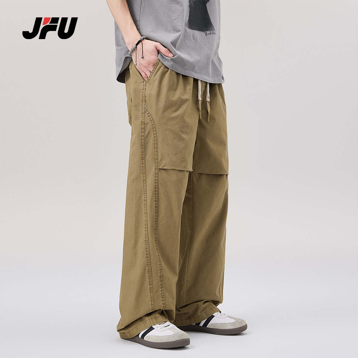 JFU2025春款美式vibe高街直筒休闲裤男百搭阔腿裤高级感工装裤子