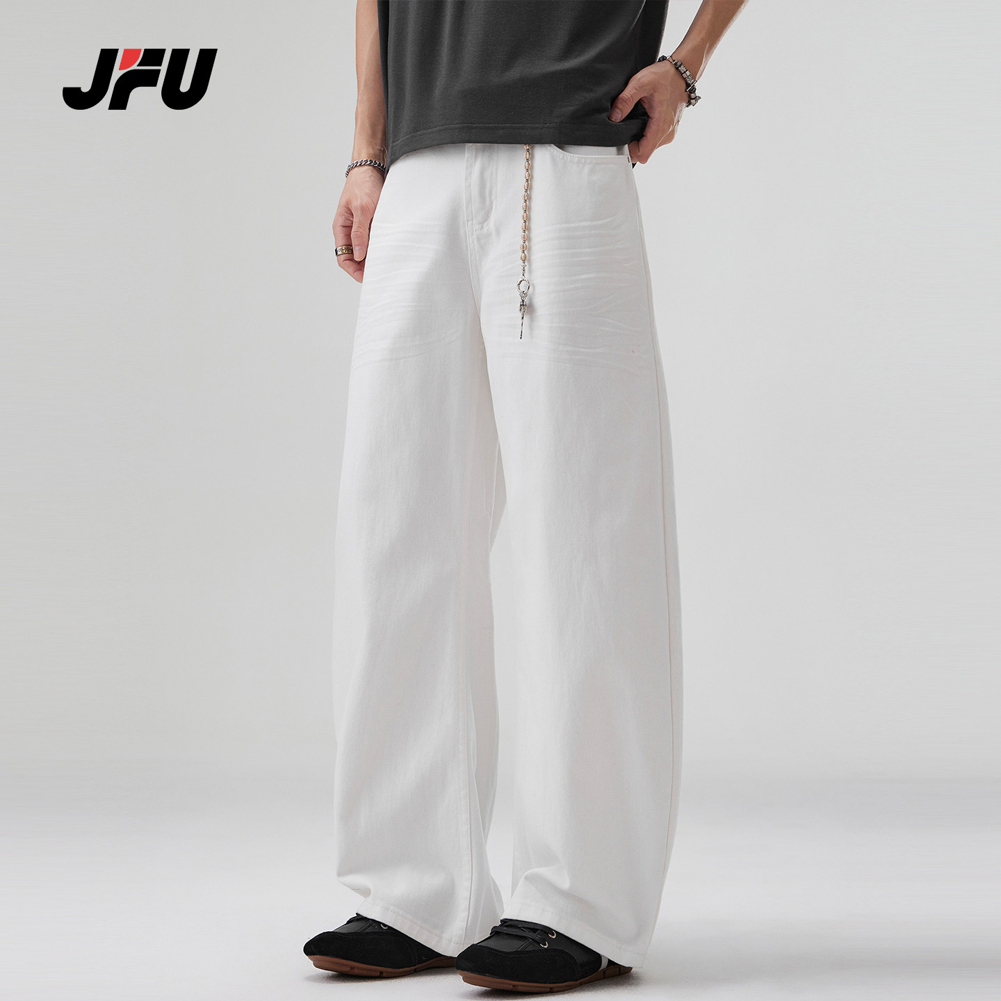 JFU潮牌 春季新款美式复古阔腿弯刀牛仔裤男宽松直筒休闲长裤子,男装,牛仔裤,淘宝优惠券,粉丝福利购,淘宝优惠卷