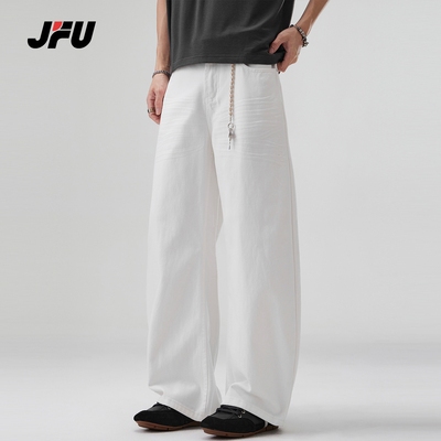 JFU潮牌美式复古弯刀牛仔裤男