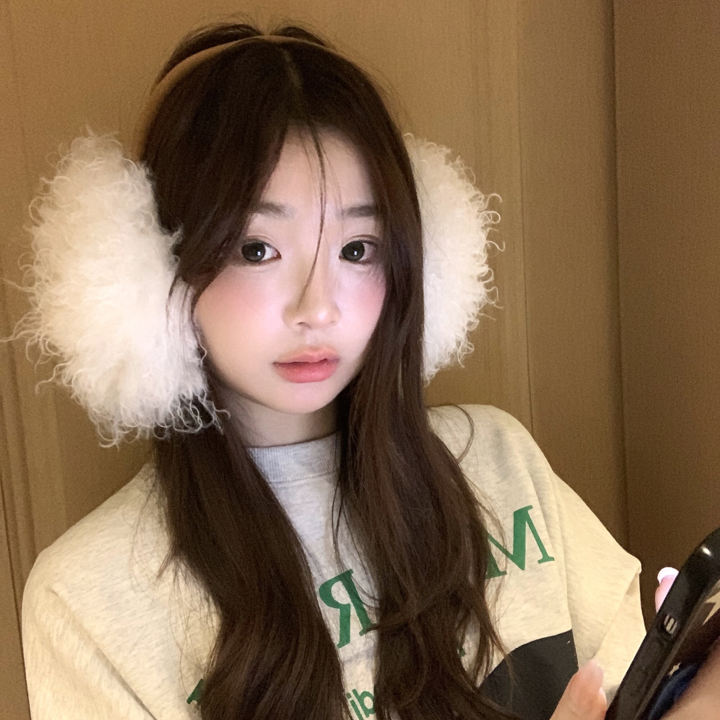 韩版ins个性自然卷羊毛保暖耳罩秋冬时尚高级感麂皮绒细杆耳捂子