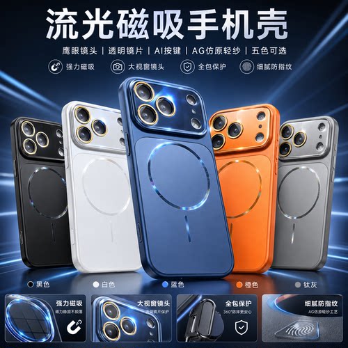 苹果大视窗流光磨砂磁吸防摔机壳