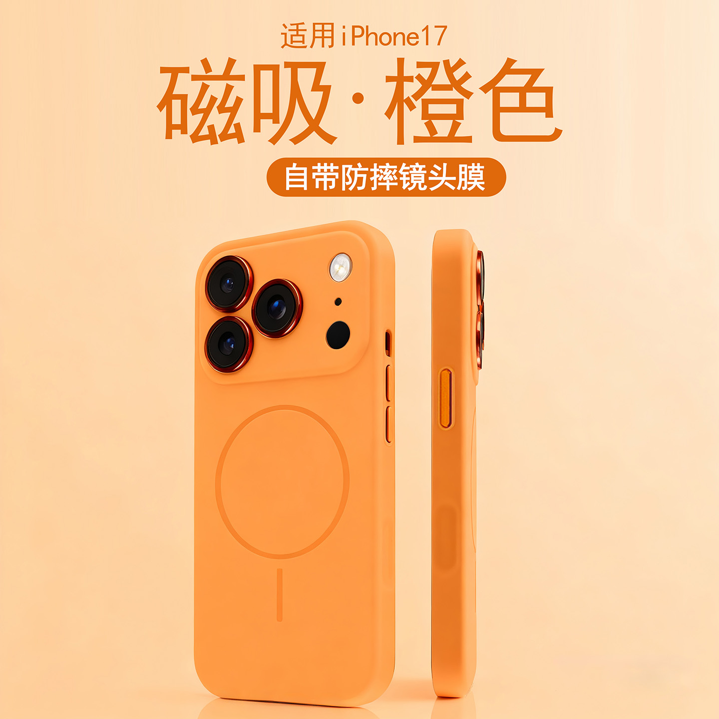 苹果自带相机按键磨砂磁吸手机壳