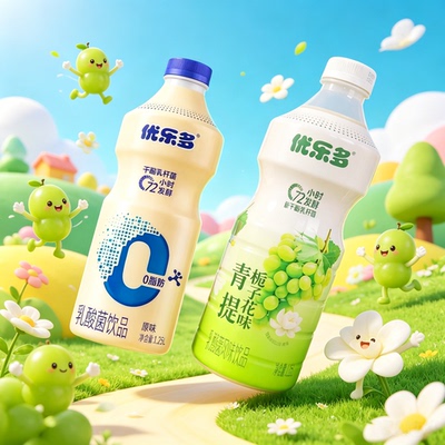 优乐多乳酸菌饮料1.25升大瓶青提栀子花原味特惠网红饮料