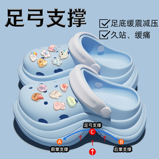 外穿厚底沙滩防滑防臭不累脚凉鞋 足弓支撑洞洞鞋 夏季 女款 2025新款