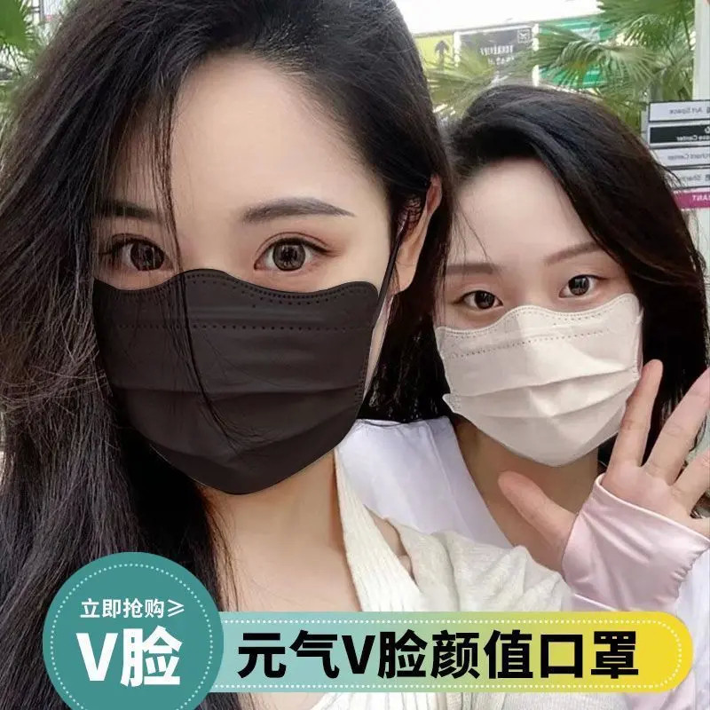 V型一次性网红高颜值白色口罩成人时尚护眼角夏季口罩潮款黑白ins
