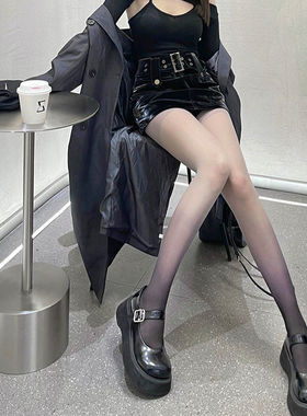 黑灰渐变色丝袜辣妹夜店薄款白绿紫蓝色性感黑丝连裤袜子
