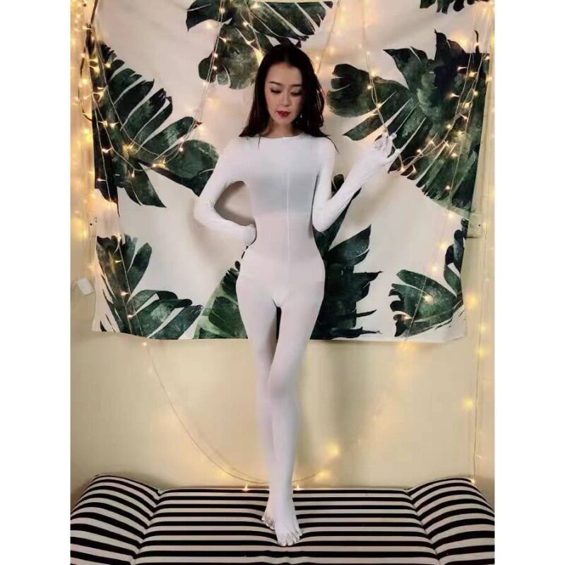 新款天鹅绒五指分开透明连身袜连体丝袜性感超薄全身袜高领男女款