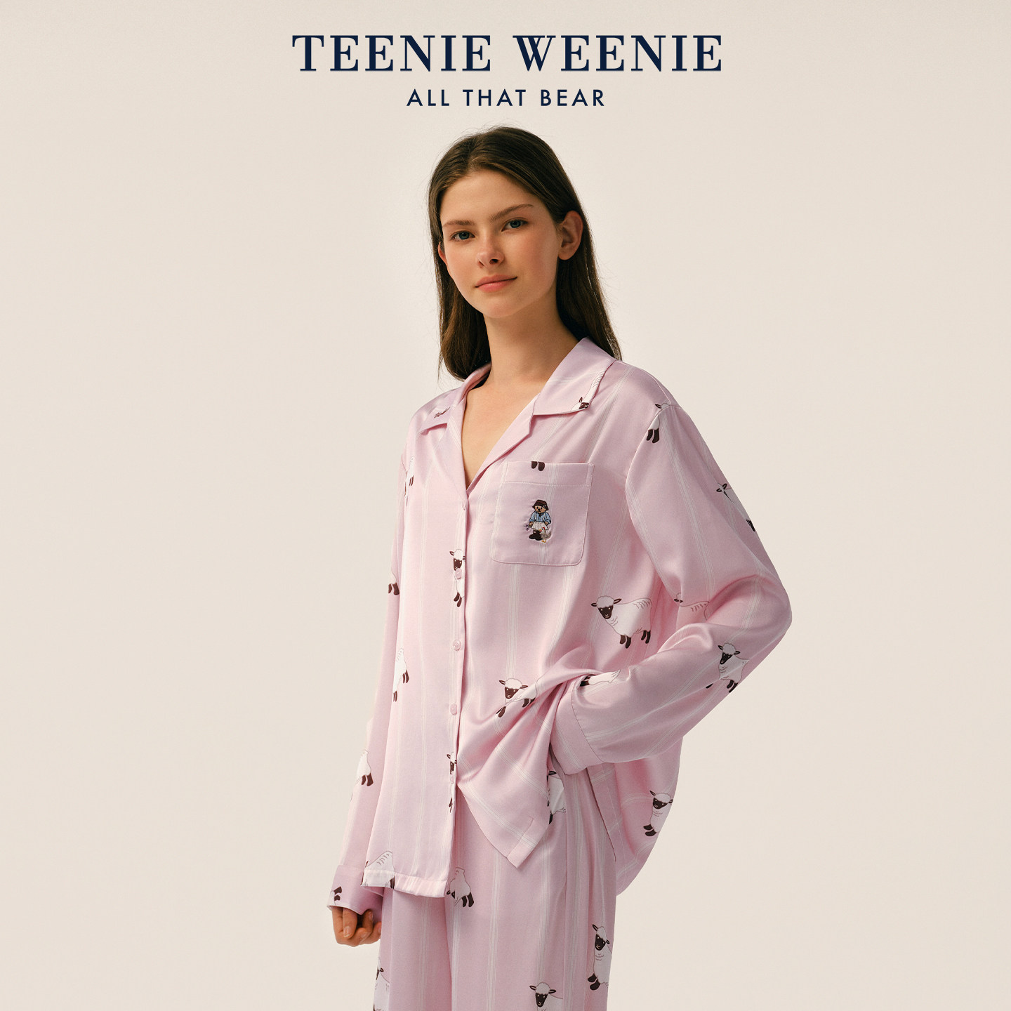 TeenieWeenie小熊睡衣女款2026新款夏季冰丝凉感印花