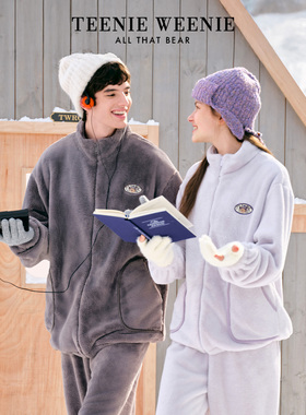 TeenieWeenie小熊睡衣女款2025季冬新款加绒加厚保暖情侣家居服