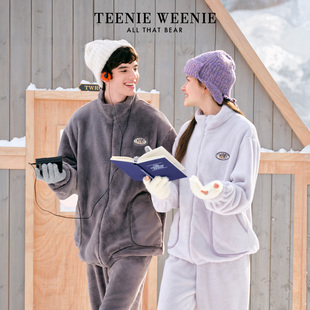 TeenieWeenie小熊睡衣女款2025季冬新款加绒加厚保暖情侣家居服