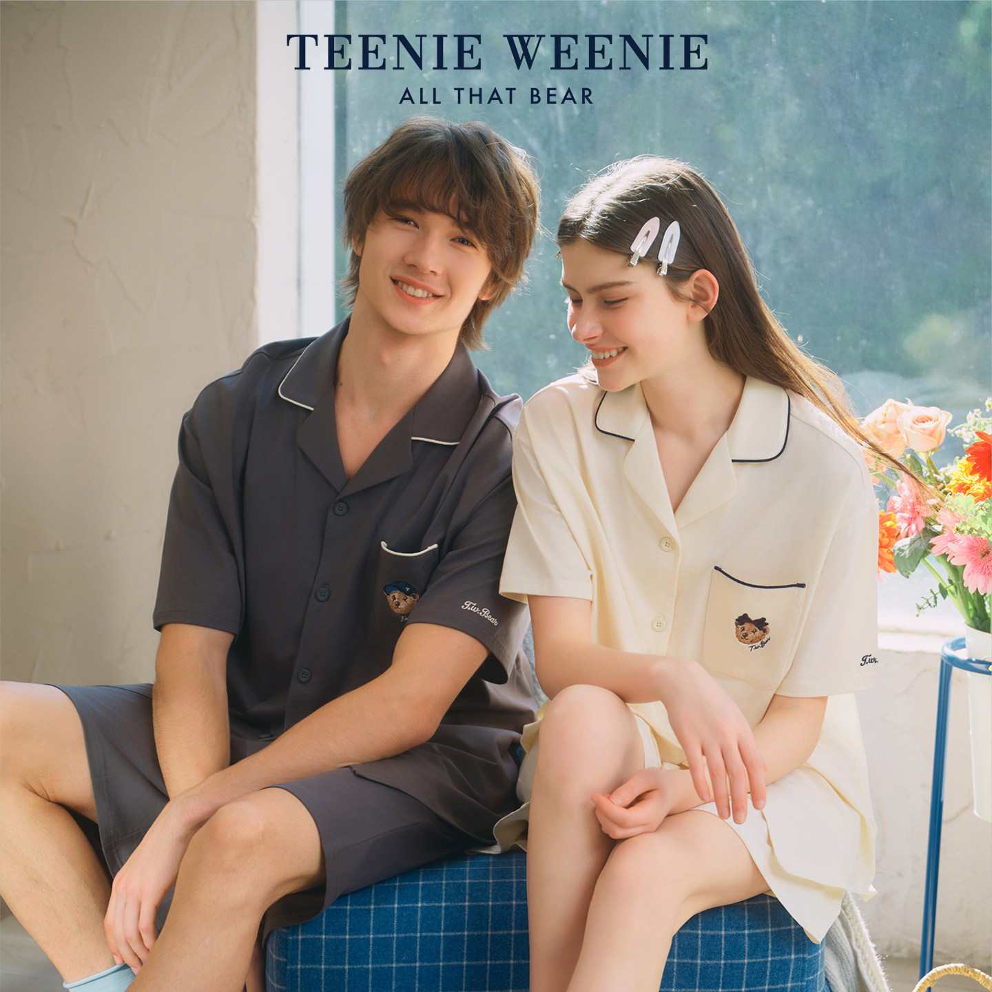 TeenieWeenie小熊睡衣女款2026新款夏季情侣纯棉短款