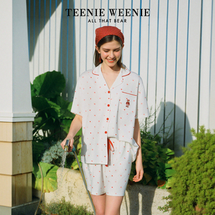 TeenieWeenie小熊莫代尔棉睡衣女款休闲短袖短裤漂亮出门家居服女