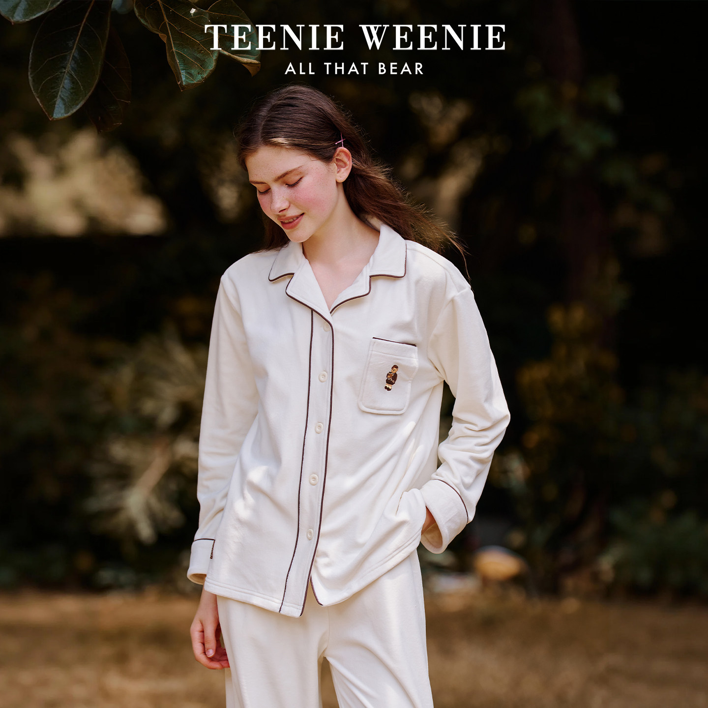 TeenieWeenie小熊睡衣女2026秋冬新款情侣海岛绒保暖