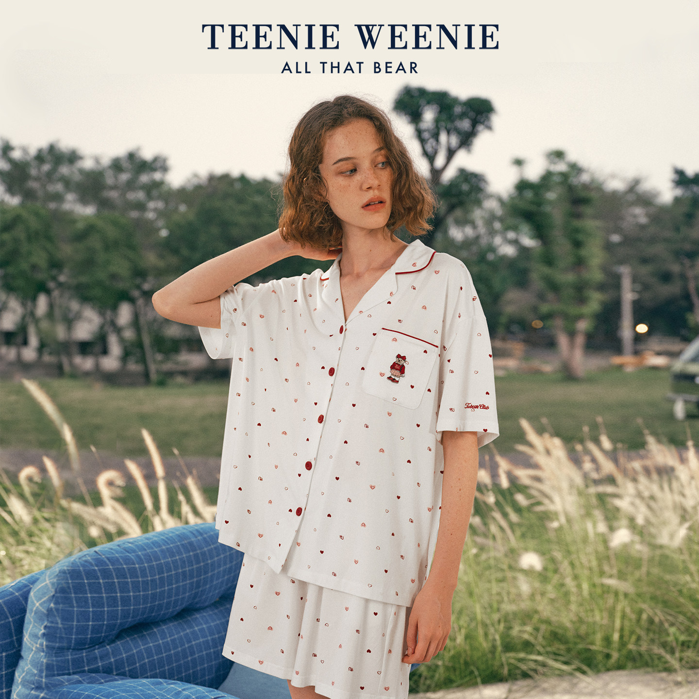 TeenieWeenie小熊睡衣女款2026新款夏莫代尔棉短袖短