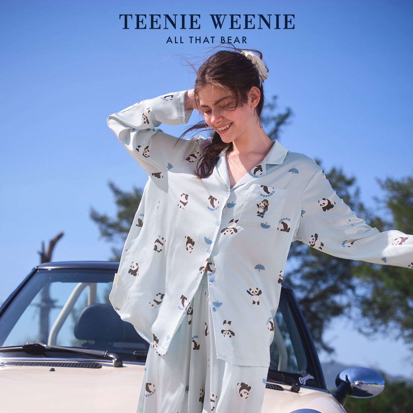 TeenieWeenie小熊睡衣女夏2026新款水光绸冰丝凉感家