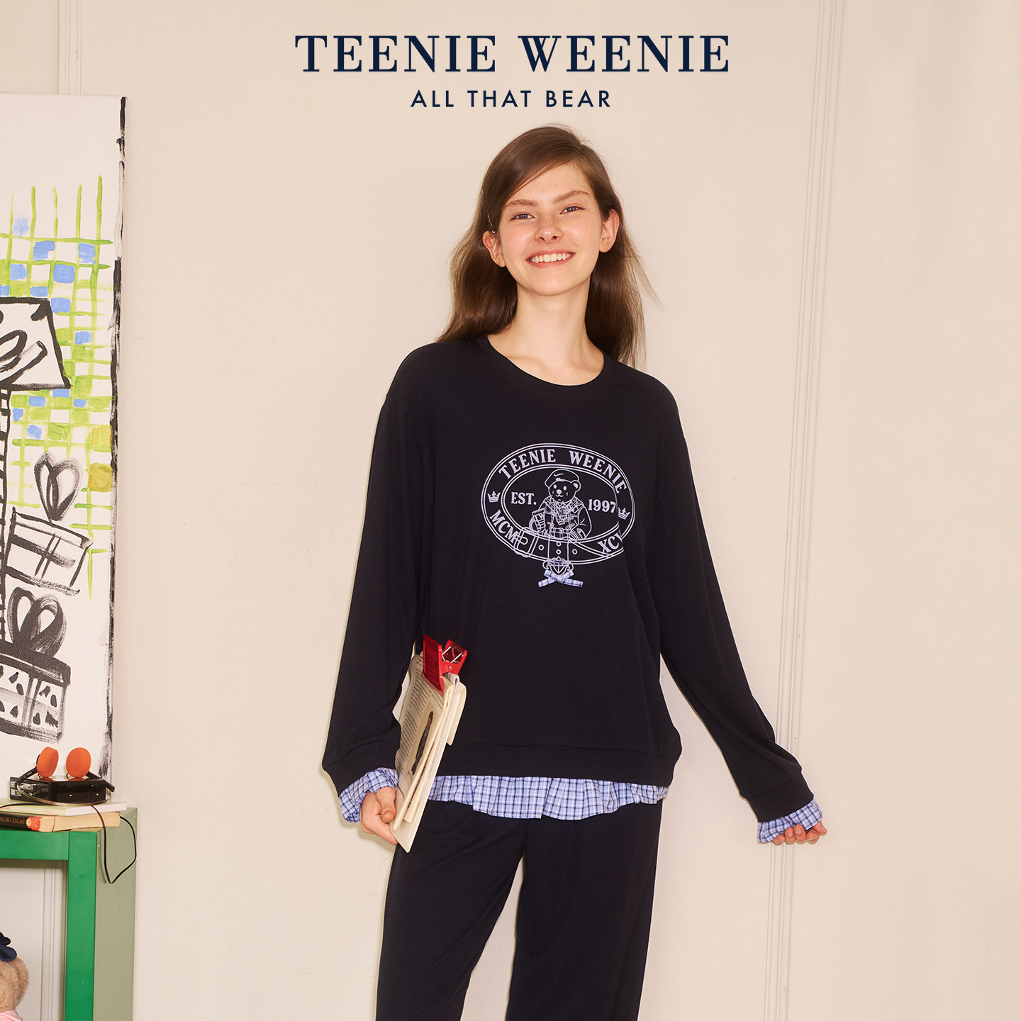 TeenieWeenie小熊莫代尔棉印花睡衣女秋季2026新款女