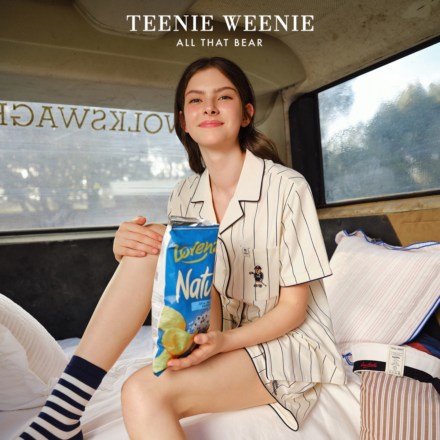 TeenieWeenie小熊睡衣女款2026新款夏季A类纯棉学院