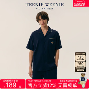 TeenieWeenie小熊情侣睡衣春夏季2026新款男纯棉短袖短款女家居服