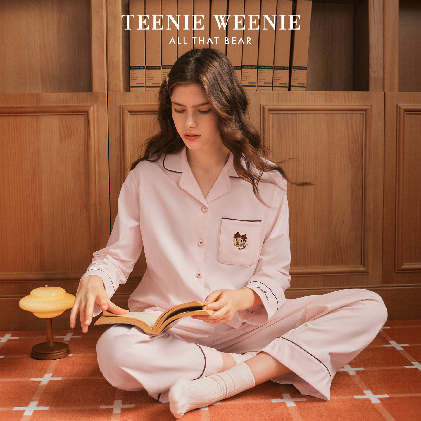 TeenieWeenie小熊睡衣女款2026新款纯棉春秋款刺绣情侣家居服套装