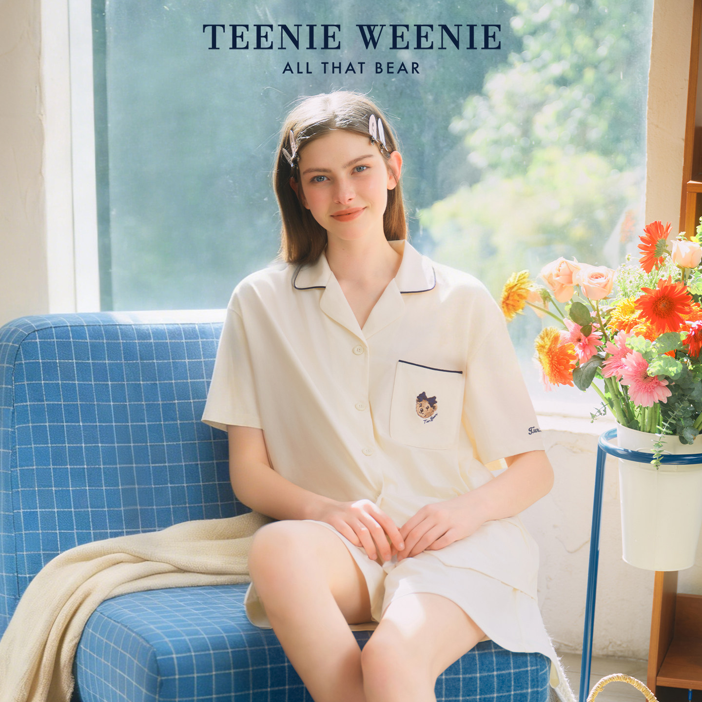 TeenieWeenie小熊女士睡衣女款2025新款秋冬季纯棉长袖情侣家居服