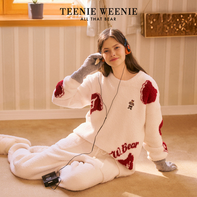 小熊半边绒女款家居服套装