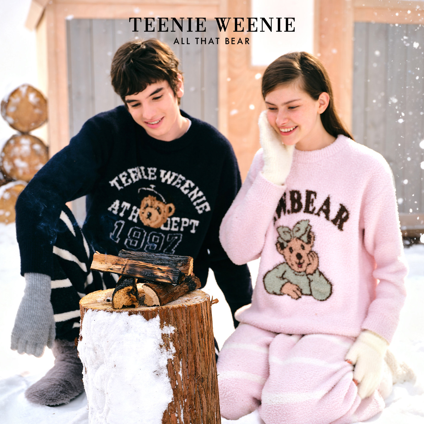 TeenieWeenie小熊半边绒睡衣女2025新款冬季加绒保暖家居服套装,女士内衣/男士内衣/家居服,睡衣/家居服套装,淘宝优惠券,粉丝福利购,淘宝优惠卷