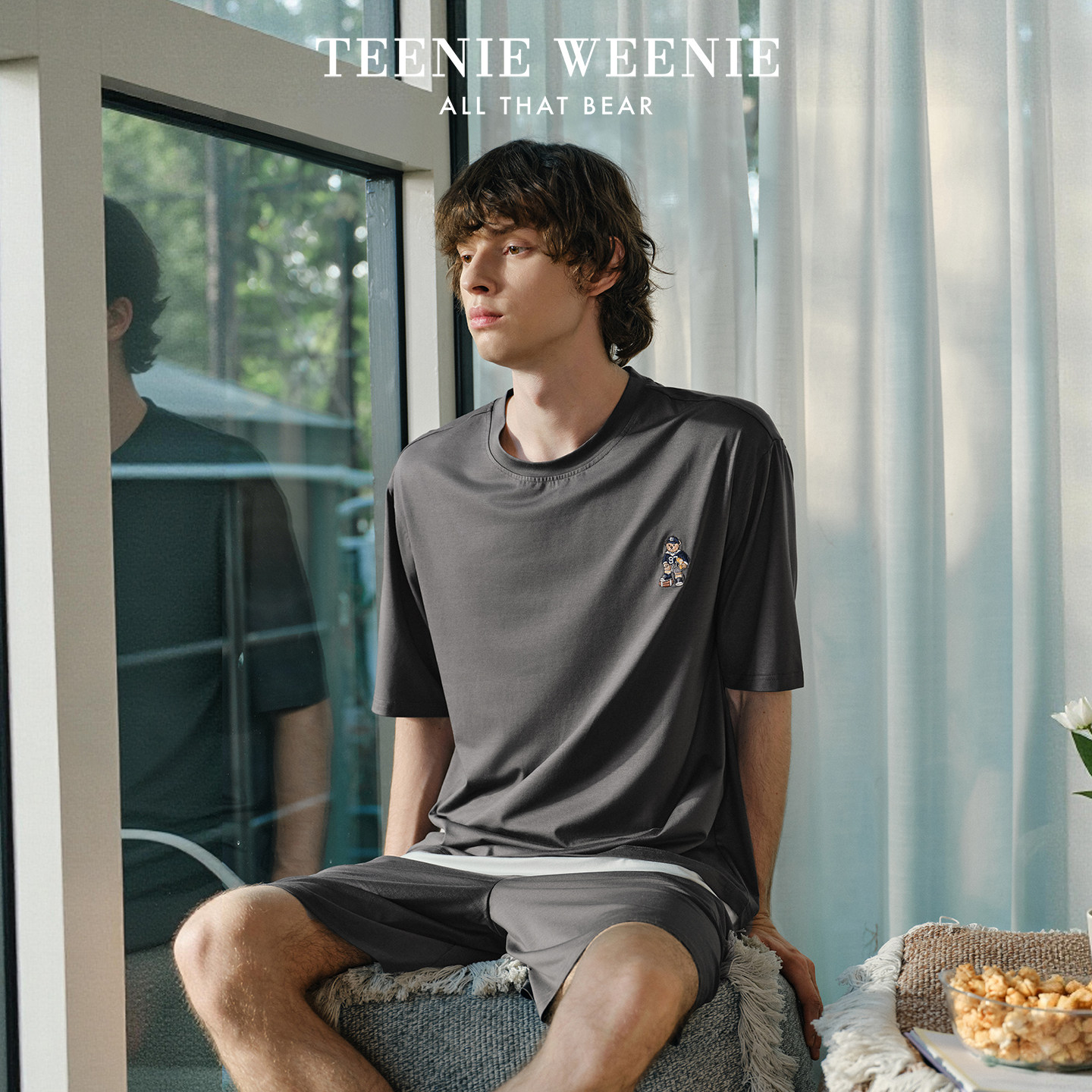 TeenieWeenie小熊睡衣男款夏季凉感超柔软莫代尔棉防螨家