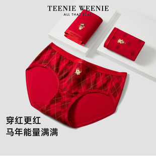 结婚 袜子套装 TeenieWeenie小熊本命年红色内裤 女马年纯棉大红内裤