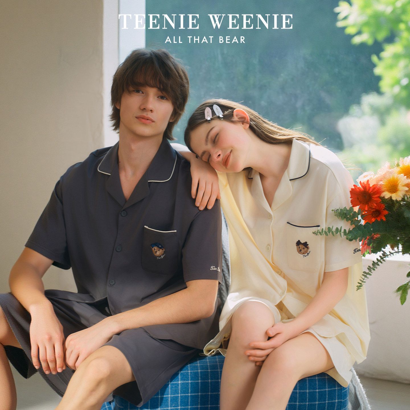 TeenieWeenie小熊男款睡衣女夏季2026新款纯棉情侣女