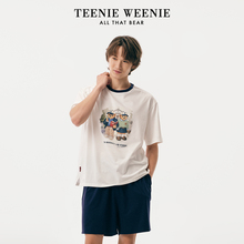 TeenieWeenie小熊睡衣男2025新款情侣夏季纯棉圆领短袖家居服套装