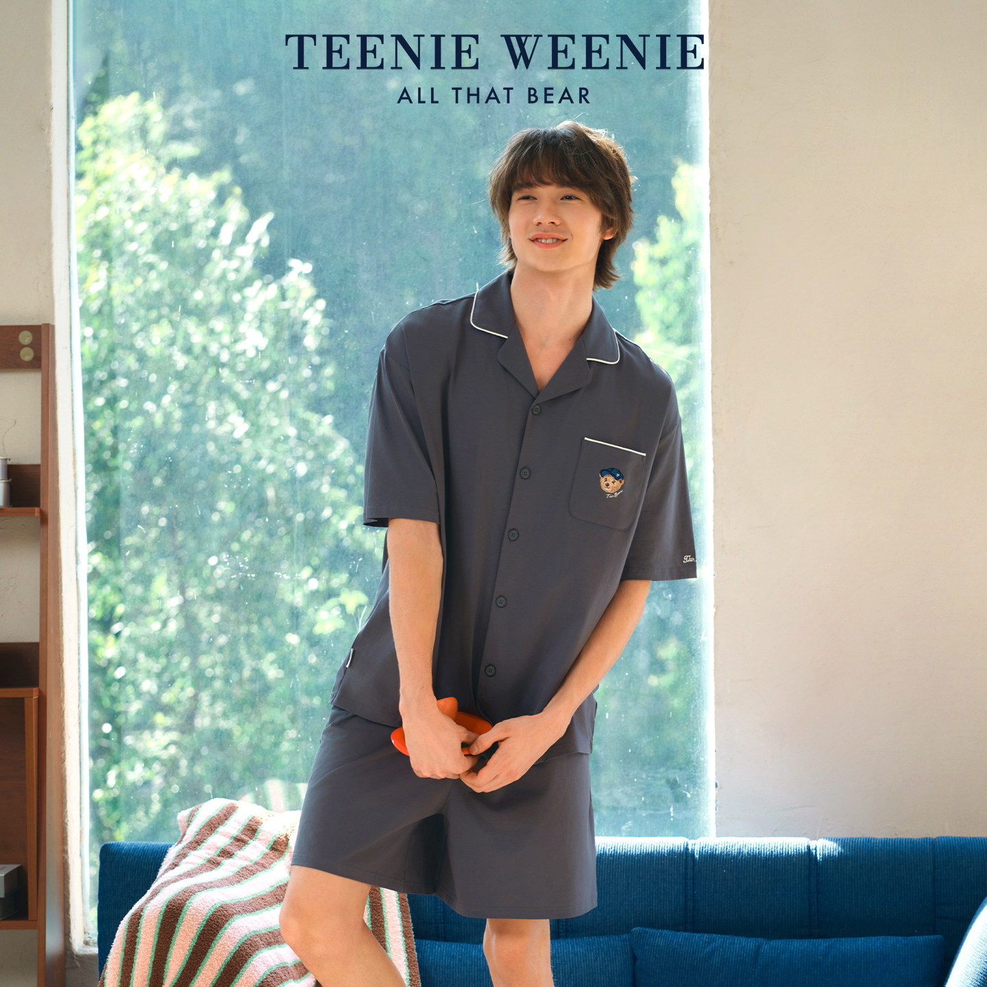 TeenieWeenie小熊男女款睡衣夏季2026新款纯棉刺绣情