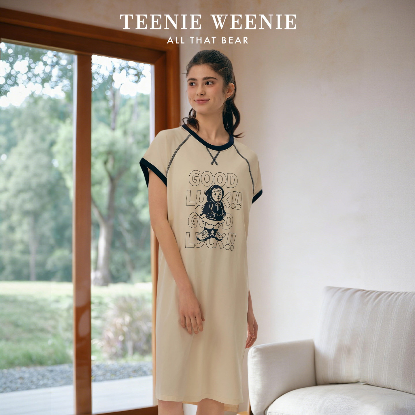 TeenieWeenie小熊夏季纯棉睡裙2026新款女生睡衣带胸垫一体家居服