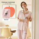 柔软家居服套装 TeenieWeenie小熊刺绣条纹睡衣女士春夏高级感夏季
