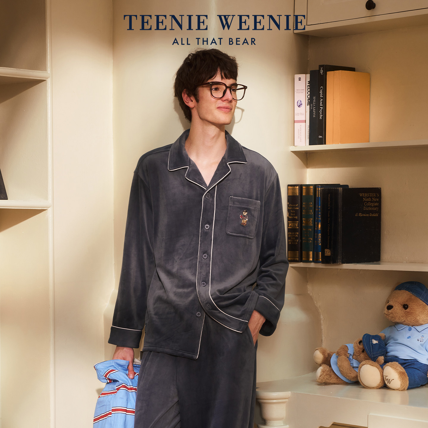 TeenieWeenie男士睡衣秋冬季2026新款海岛绒长袖套装休闲女家居服