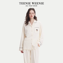 情侣纯棉刺绣翻领家居服套装 TeenieWeenie小熊睡衣春秋季 2025新款