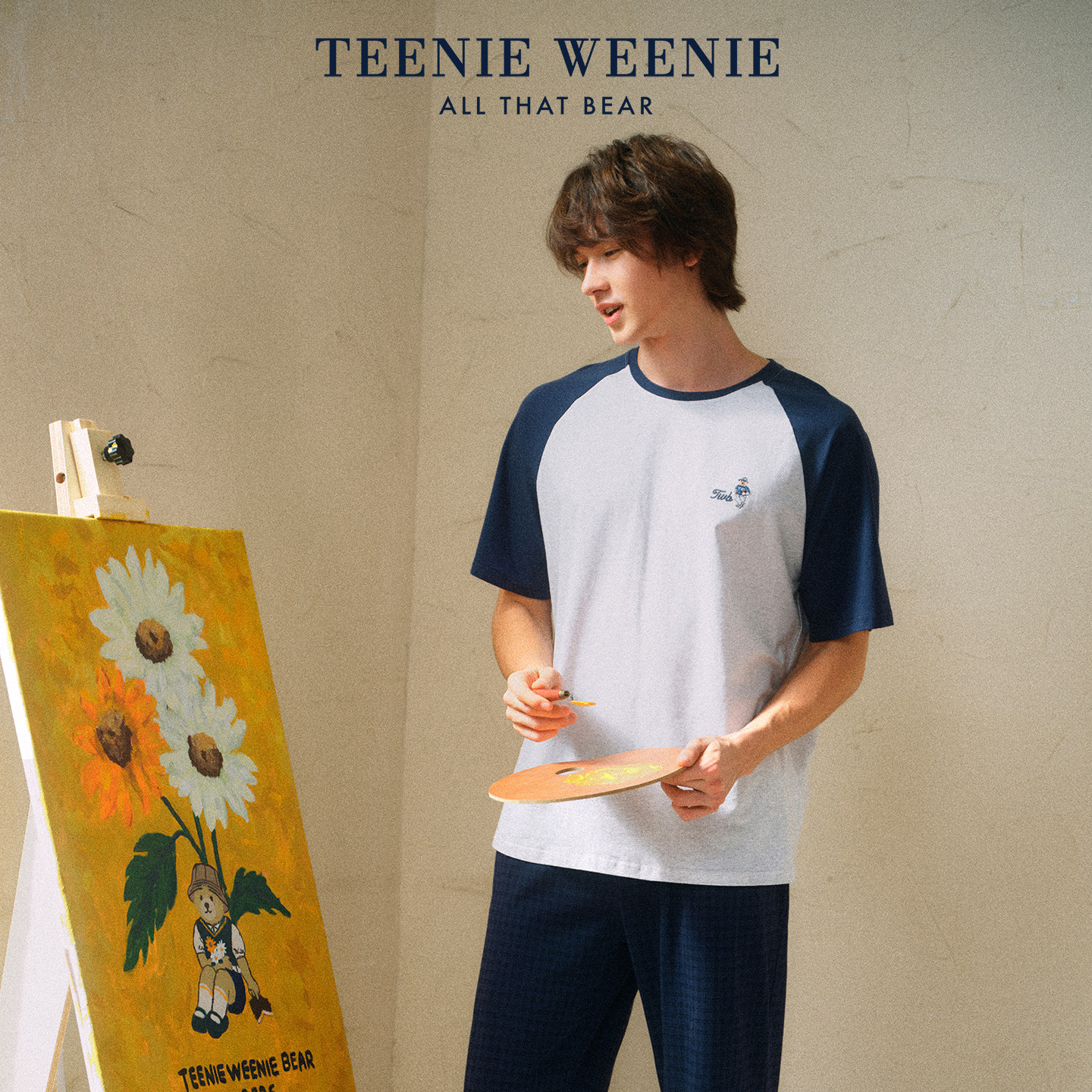 TeenieWeenie小熊夏季情侣睡衣男款纯棉柔软休闲家居服春