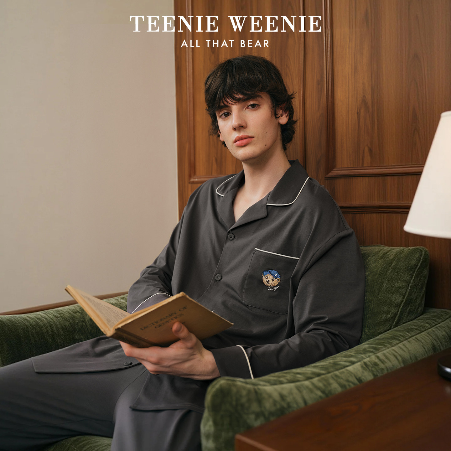 TeenieWeenie纯棉睡衣男款春秋款新款抗菌长袖长裤情侣家居服套装