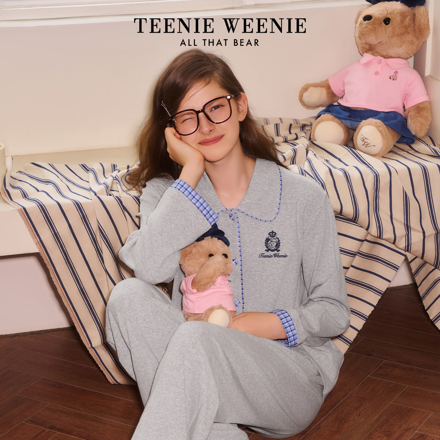 TeenieWeenie小熊睡衣女2025秋季宽松舒适莫代尔棉长袖家居服套装,女士内衣/男士内衣/家居服,睡衣/家居服套装,淘宝优惠券,粉丝福利购,淘宝优惠卷