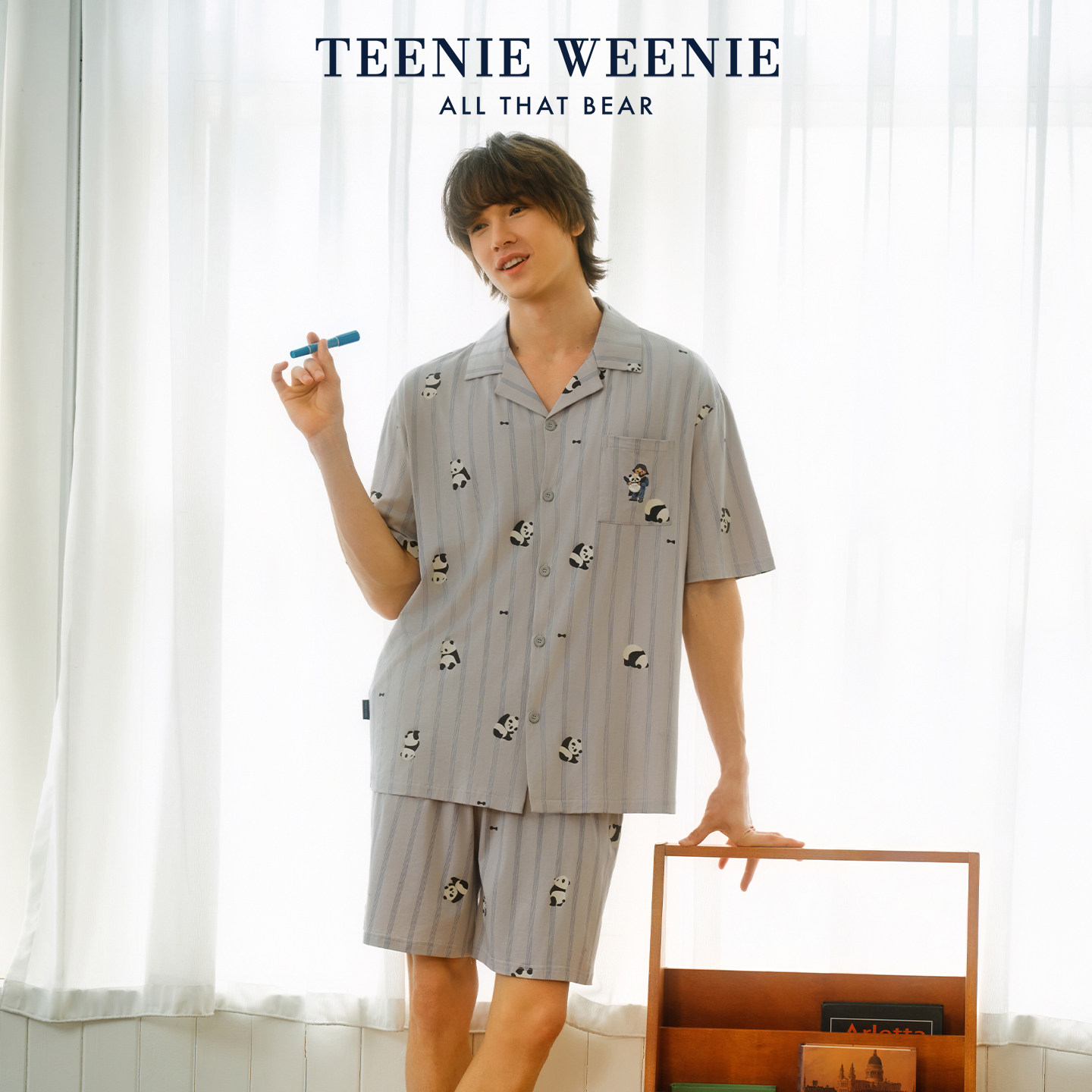 TeenieWeenie小熊睡衣男款夏季凉感莫代尔棉熊猫情侣短袖