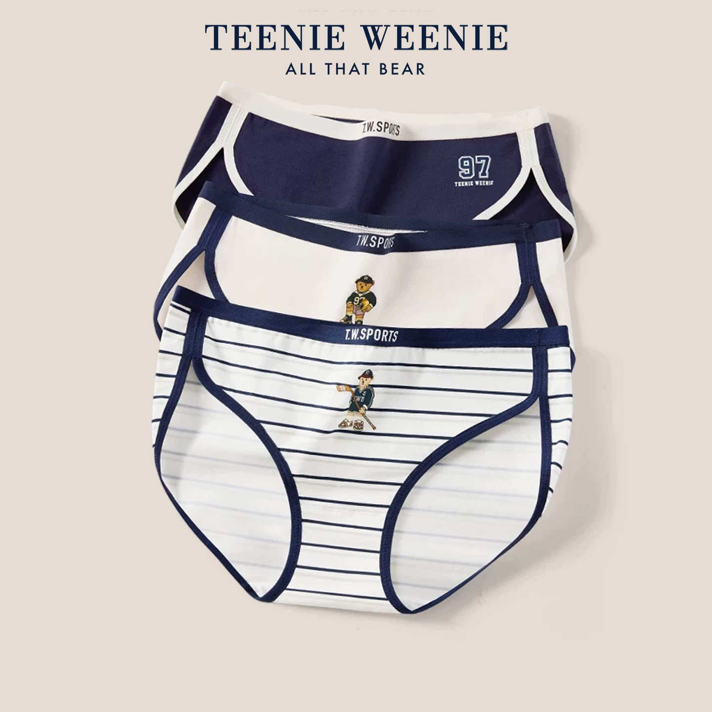 TeenieWeenie小熊内裤女士复古美式抑菌透气纯棉裆学院风三角短裤