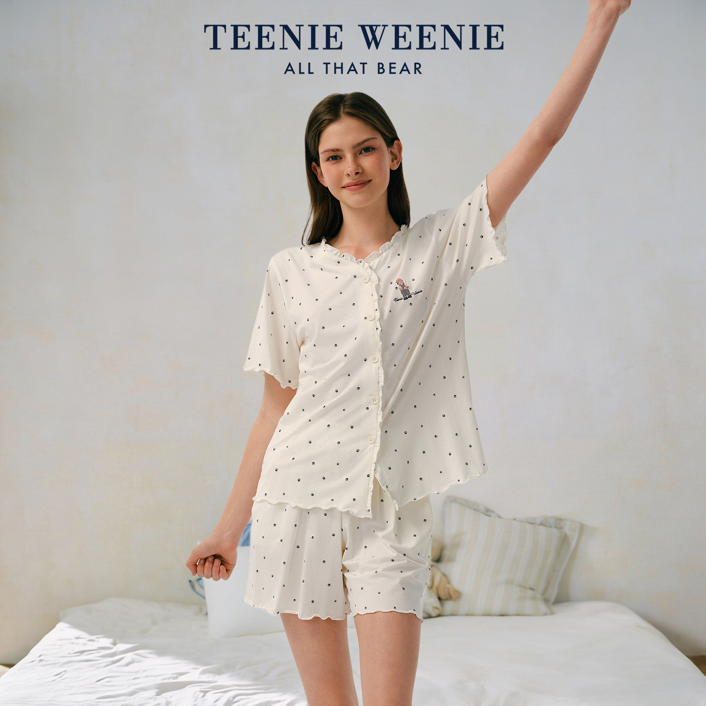 TeenieWeenie小熊睡衣女2026新款夏季莫代尔棉甜美宽