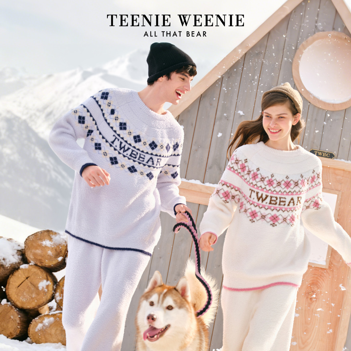 TeenieWeenie情侣家居服2025新款半边绒女士睡衣套装长袖加绒秋冬,女士内衣/男士内衣/家居服,睡衣/家居服套装,淘宝优惠券,粉丝福利购,淘宝优惠卷