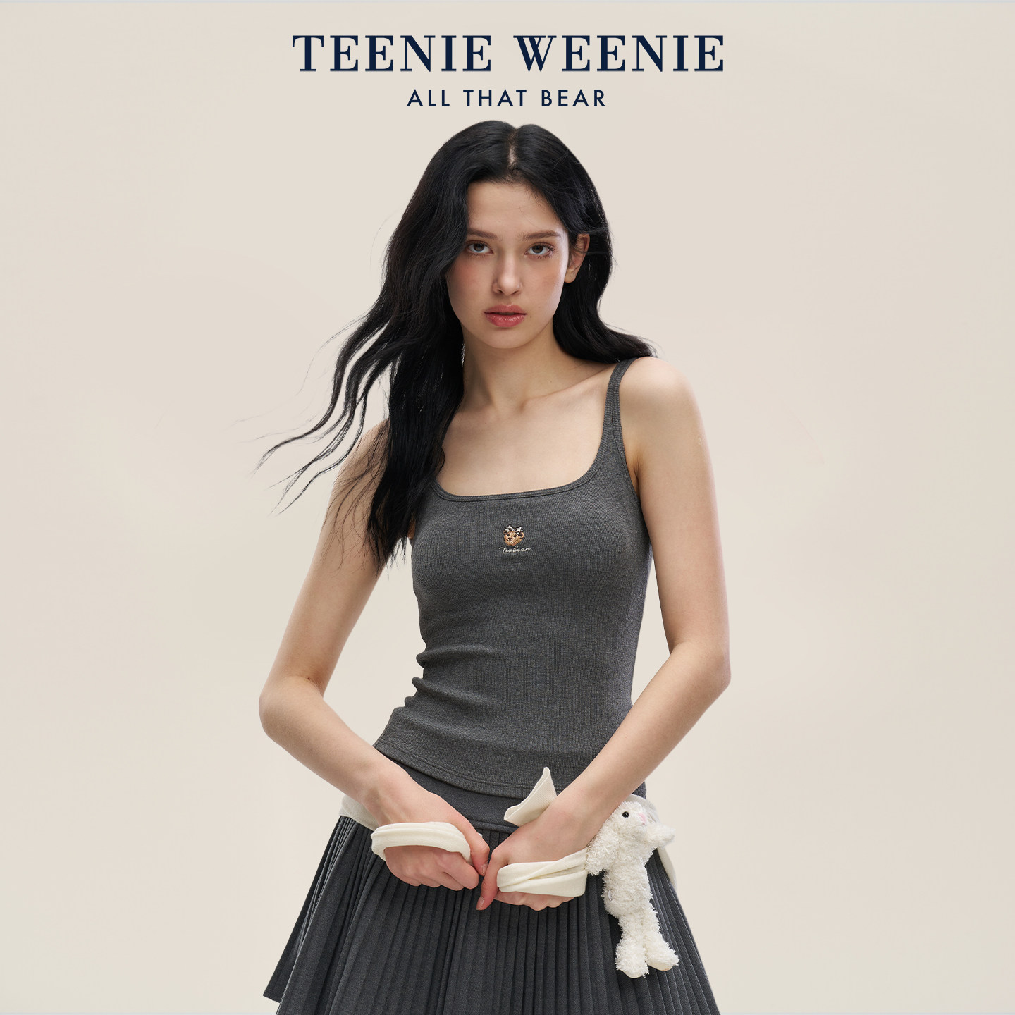 TeenieWeenie小熊女吊带背心春夏新款欧若风美背美式外穿修身打底